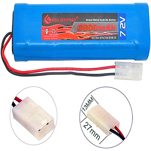7.2V 3800mAh High Capacity 6-Cell NiMH Flat Battery Pack, Replacement Hobby Battery for RC Car, RC Truck, RC Boat with Standard Tamiya Connector (2Pack) + 8.6V Output Adapter(1Pack) - color: 2 PACK 7.2V 3800mAh Battery+1 PCS Adapter