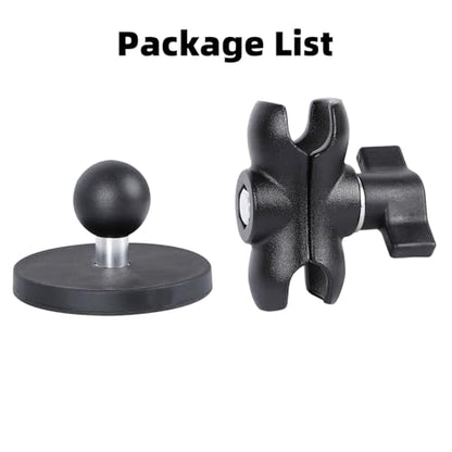 66mm Diameter Round Heavy-Duty Magnetic Base Mount for RAM Mounts | 66 lb Magnetic Force, 1" Rubber Ball & Short Aluminum Alloy Double Socket Arm, Universal 1-inch ball mounting system