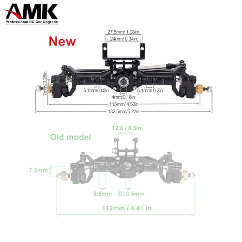 AMK Extended 20mm TRX4M Portal Axle,109.6g Aluminum CNC TRX4M Axle, TRX4M Portal Axles with Two Servo Mount Options, for 1/18 RC CrawlerCar TRX4M Axle Upgrade Parts
