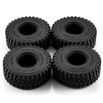 4PCS 1.55" Soft Rubber Wheel Tires 1.55 inch Mud Wheel Tyre All Terrain Crawler Rubber Tires with Foam Insert for 1/10 RC Crawler Car Axial 90069 TF2 D90 CC01 LC70 Tamiya MST JIMNY UTB18