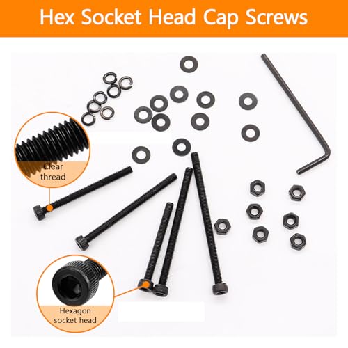 461Pcs M3 Socket Head Screws Metric Screws Bolts Washers Nuts Kit | ﻿ M3 x 30mm /35mm /40mm /45mm /50mm Machine Screw Assortment Kit 12.9 Grade Alloy Steel Fully Threaded for Furniture - size: M3 x 30mm, 35mm, 40mm, 45mm, 50mm
