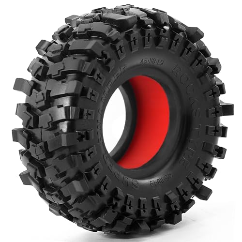 REDSPIDER 1.9 Crawler Tires （4pcs）， Soft Rubber Mud 1.9 Tires OD 118 * 45MM For RC Crawler Car Traxxas TRX4 Axial SCX10 SCX10 II RC4WD D90 D110 TF2 Tamiya CC01 Gen8 (Red silicone insert) - color: Red silicone insert