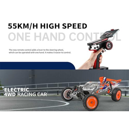 GoolRC WLtoys 124010 RC Cars for Adults, 1:12 Scale Remote Control Car, 4WD 55KM/H High Speed RC Racing Car, 2.4GHz All Terrains Off Road RC Buggy Trucks with 2 Batteries (Orange)