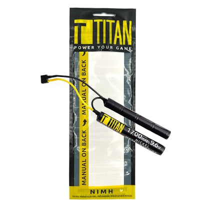 Titan Batteries Nimh Airsoft Battery Compatible with AEG Airsoft Gun - 9.6V, 1700 mAh Nunchuck