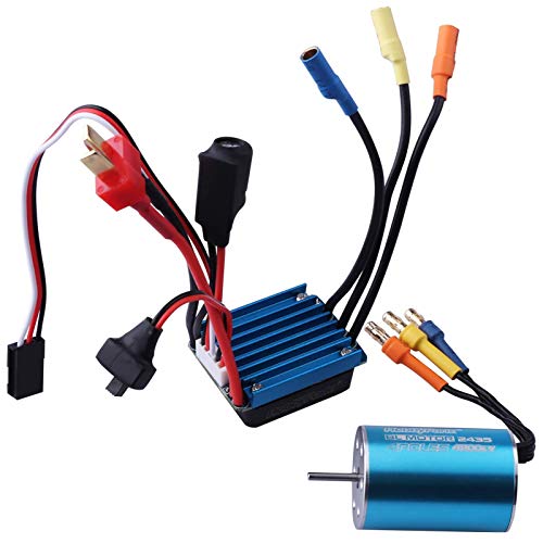 HobbyPark 2435 4800KV Brushless Motor and ESC Combo 25A Electric Speed Controller for Traxxas 1/18 LaTrax Teton Desert Prerunner Rally, 1/16 Revo RC Cars Trucks