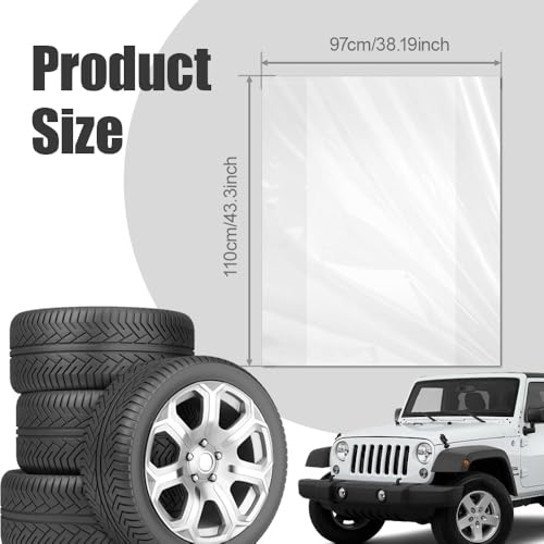 4PCS Extra-Large Tire Covers, Tear-Resistant LDPE Plastic Tire Bags for Storage & Transport Car Tires Wheel, Waterproof Dustproof Tire Storage Bag,Universal for Most Vehicles (43.3" * 39.2") - size: 4PCS