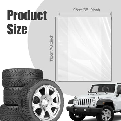 4PCS Extra-Large Tire Covers, Tear-Resistant LDPE Plastic Tire Bags for Storage & Transport Car Tires Wheel, Waterproof Dustproof Tire Storage Bag,Universal for Most Vehicles (43.3" * 39.2") - size: 4PCS