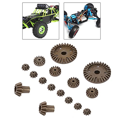 T best 16pcs Metal Gear, Metal Spur Diff Differential Main Gear RC Gear Upgrade Parts Fit for 12428 12423 RC Accessory