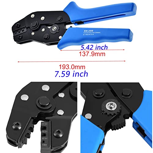 60 Sets JST Servo Connector Kits Plug Male Female Crimp Pin Cable with SN-28B Dupont Crimping Tool 0.1-1.0mm ²(AWG28-18) Compatible JST SYP servo wire cable for RC Car Hitec Spektrum Model Airplanes