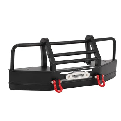 Metal Front Bumper for Axial SCX10 110 RC Crawler with Trailer Hitch, Heavy Duty Iron Impact Protection Upgrade Part, Black
