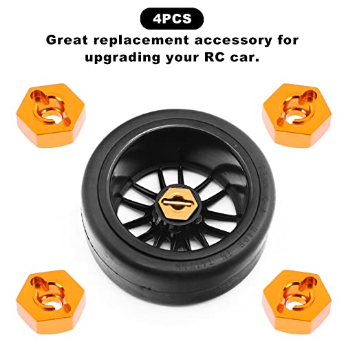 kingsea RC Front & Rear Aluminum Wheel Hubs Hex Driver Adapter 12 mm Upgrade 7154 Compatible with Traxxas 4x4 Slash E-Revo Summit 1/16 Truck Car - color: Orange