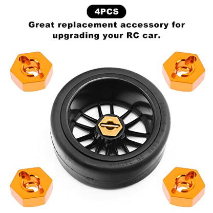 kingsea RC Front & Rear Aluminum Wheel Hubs Hex Driver Adapter 12 mm Upgrade 7154 Compatible with Traxxas 4x4 Slash E-Revo Summit 1/16 Truck Car - color: Orange