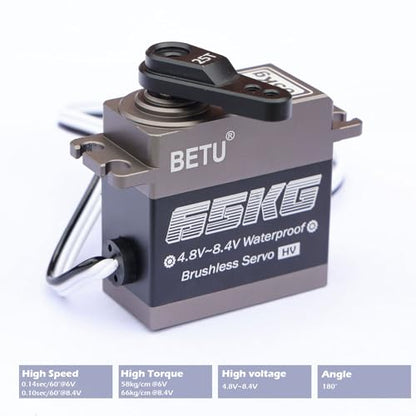 65KG Servo Motor High Torque Metal Gear for 1/6 1/8 1/10 1/12 RC Car | Waterpoof, Brushless Servo, Standard Size, Quiet, Great digital Servo for RC Robot Boat