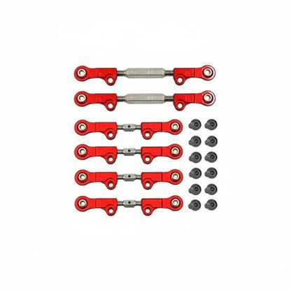 Yiju Electric Car RC Upgrade Kit Steering Linkage Aluminum Metal Links Stainless Steel Turnbuckle Adjustable Pull Rods Suitable for Trails Lots Open Fields, Red - color: Red