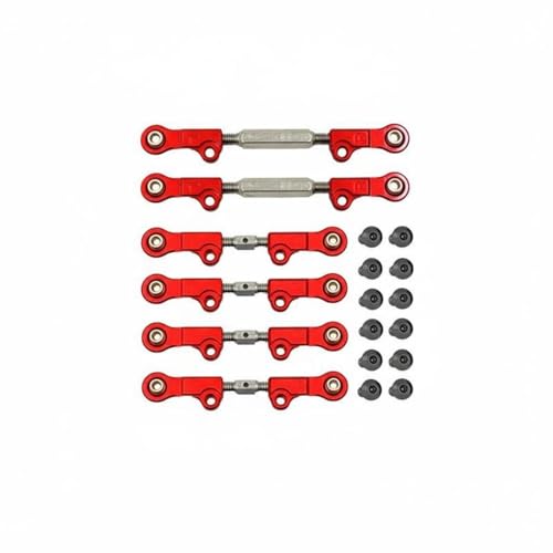 Electric Car Rc Car Metal Pull Rod Turnbuckle Adjustable Steering Linkage Aluminum and Stainless Steel Upgrade Kit Structural Stability Suitable for 1/12 Chassis Track Use, Red - color: Red