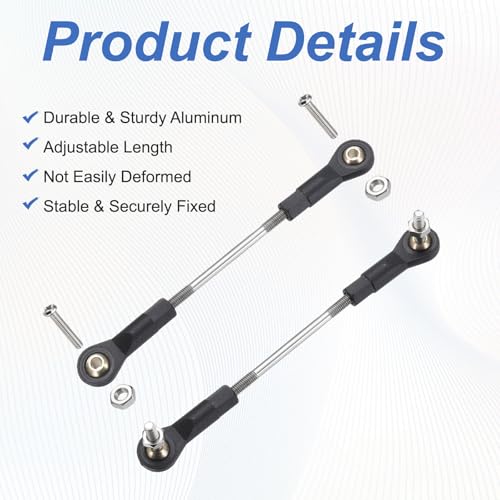 MECCANIXITY 4Pcs Adjustable Turnbuckles Camber Link, 69-79mm Turnbuckle Rod Steering Servo Linkage with M3 Ball Head Rod Ends for RC Car Replace Parts - size: 69-79mm