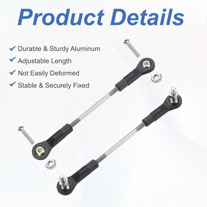 MECCANIXITY 2Pcs Adjustable Turnbuckles Camber Link, 69-79mm Turnbuckle Rod Steering Servo Linkage with M3 Ball Head Rod Ends for RC Car Replace Parts - size: 69-79mm