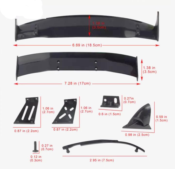 Universal 1/10 RC Car Body Wing Spoiler Body Shell Rear Spoiler Tail Wing Side Mirror Toy Vehicles Upgrade Parts