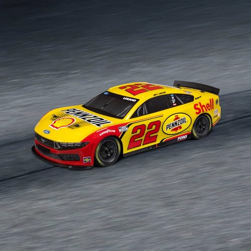 Losi 1/12 NASCAR RC Race Car Joey Logano No. 22 2025 Shell-Pennzoil Ford Mustang 2S AWD RTR Brushed On-Road Battery & Charger Included Yellow LOS1122522