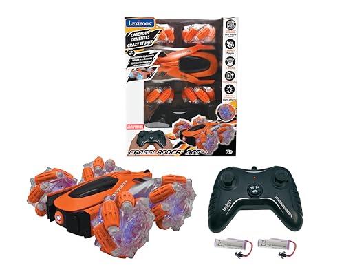 LEXiBOOK, Crosslander Glow RC Car, RC21 | Glow-in-the-dark, Rechargeable, Remote controlled - style: Crosslander 360 - Orange/Black
