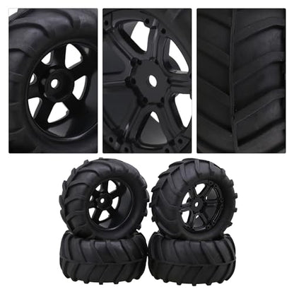 lovermusic 4PCS 1/16 RC Crawler Truck Off Roader Rubber Tires and Rims, 3.35x1.65inch Rock Climbing Tires