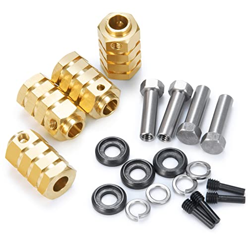 4PCS 12mm Wheel Hubs Hex Pins Adapter-Heavy Duty Brass(5-20mm) for TRX4 TRX6 RC Crawler – Heavy Duty Wheel Spacers & Extensions (20mm)