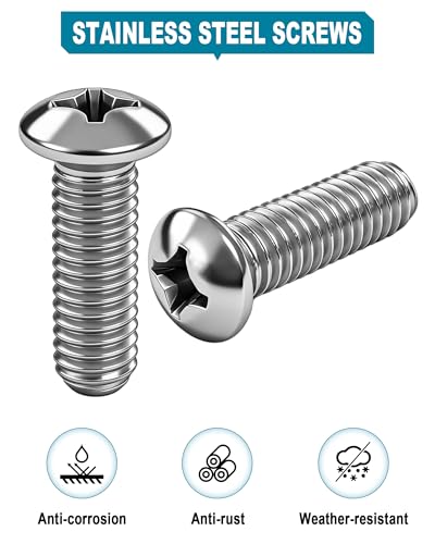 Stainless Steel License Plate Screws, M6 (1/4"), with Chrome Caps | Rustproof Car Tag Fasteners, Front Rear Mount Hardware, Machine Bolts Nuts + Screwdriver - style: Mechanical Bolts