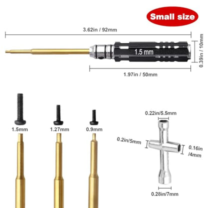 Hobbypark Mini RC Allen Wrench Set 0.9mm 1.27mm 1.5mm Hex Driver Screwdrivers & Wheel Nut Wrench for Axial SCX24 1/24 RC Crawler Car Tools