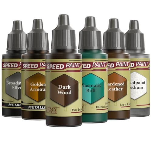 The Army Painter, Speedpaint 2.0 Wargaming Colours Bundle, 6 x 18 ml | Argento, oro, marrone, verde e 1 medium, per dipingere miniature Warhammer e Dungeons and Dragons - color: Wargaming colours