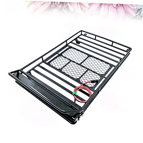 Gatuida Universal Car Roof Cargo Carrier Luggage Bracket for 1:10 Rc Crawler Sturdy Luggage Rack Built-in Light - size: 24.80X14.10X2.30CM