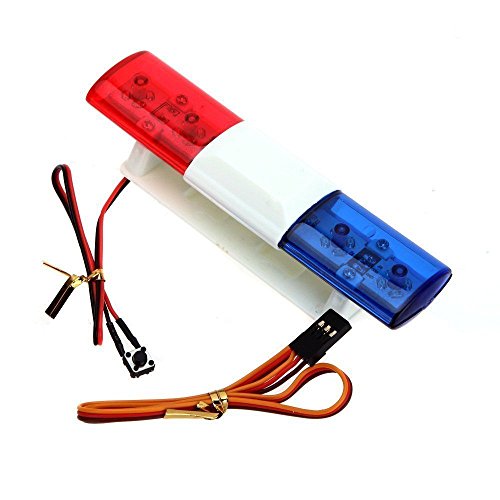 Multi-Function LED Police Flash Light Lamp for 1/10 1/8 RC HSP Traxxas Tamiya CC01 RC4WD D90 Axial SCX10 Model Car - color: Red&Blue