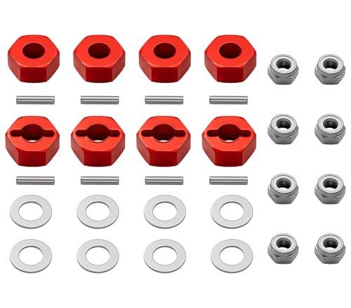 OGRC Anodized Aluminum Hex Wheel Hubs 12mm Upgrade and M4 Flanged Lock Nuts Washers Set for Traxxas Slash 4X4 Stampede Rustler Rally VXL and Nitro 4-Tec 4WD 1/10 RC Car (Replacement of 1654 3647)
