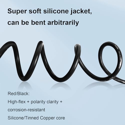 10 Gauge Silicone Wire (20ft Red & 20ft Black), 10 AWG Electrical Cable 0.08mm Tinned Copper Core High Temperature Resistant Wire, Soft and Flexible for RC Cars, Boat, Drones etc - size: 20FT, style: 10AWG