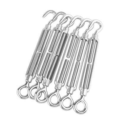 6PCS M8 Hook & Eye Turnbuckle 304 Stainless Steel 5/16" Turnbuckle Wire Rope Tension Heavy Duty Turnbuckles for Cable Railing Wire Rope Hardware Kit - size: Hook & Eye-M8