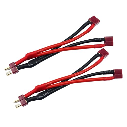 2Packs T Parallel Y Splitter Battery Connector 12AWG Cable Dual Extension Y Splitter Male to 2 Female for RC Quadcopte Multirotors RC LiPo Battery - style: T Plug Parallel (1 Male to 2 Female）