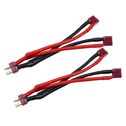2Packs T Parallel Y Splitter Battery Connector 12AWG Cable Dual Extension Y Splitter Male to 2 Female for RC Quadcopte Multirotors RC LiPo Battery - style: T Plug Parallel (1 Male to 2 Female）