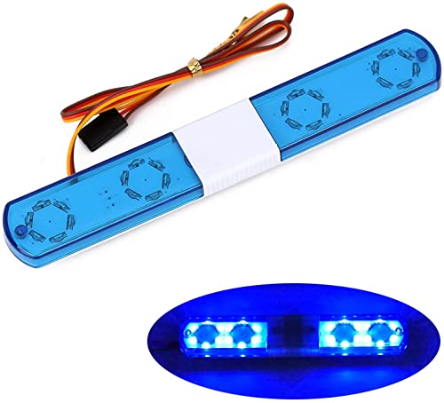 RC Car Alarming Light,WONFAST Multi-Function LED Police Night Light Bar Flash Lamp Compatible with 1/8 1/10 1/12 1/24 RC Model Car for HSP TRX4 Tamiya CC01 Axial SCX10(145mm-Blue) - color: 145mm-Blue