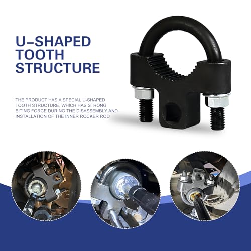 Car Inner Tie Rod Installation Tool, U-shaped Serration Anti-slip Wrench, Anti-rust Steering Linkage Removal Wrench, Universal Steering System Repair Accessory for Cars Trucks SUVs (Black)