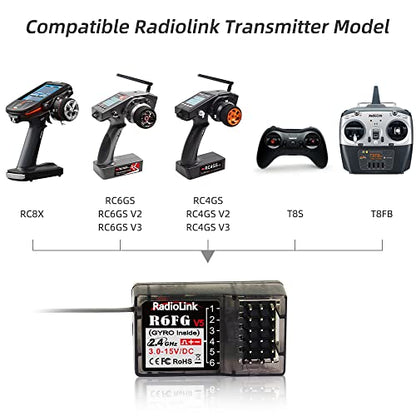 Radiolink RC6GS V3 2.4G 7 Channels RC Car Radio Controller Kit & R6FG Gyro Long Range Remote Controller for RC Crawler Truck Drifting Buggy