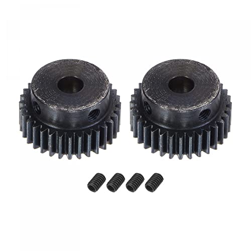 uxcell 1Mod 32T Pinion Gear 8mm Bore Hardened Steel Motor Rack Spur Gear with Step for RC Car Truck Buggy Gear Drive, 2 Set