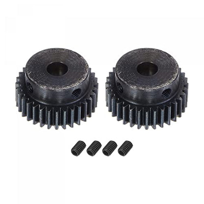 uxcell 1Mod 32T Pinion Gear 8mm Bore Hardened Steel Motor Rack Spur Gear with Step for RC Car Truck Buggy Gear Drive, 2 Set