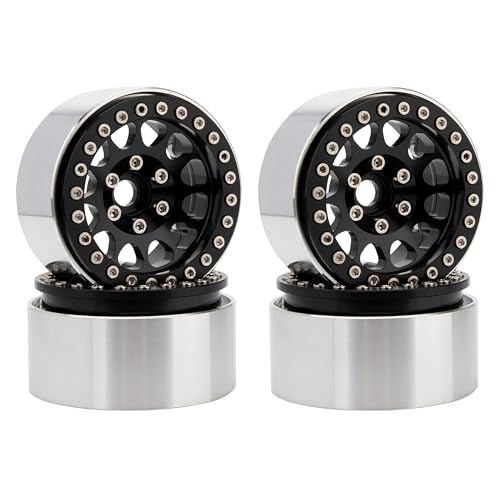 MEUS RACING 1.9 Beadlock Wheels Rims Deep-Dish Wheel for Axial SCX10 Traxxas TRX4 Vanquish VS4-10 Redcat Gen8 1/10 RC Crawler Upgrades (Style A, Black) - color: Style A, Black