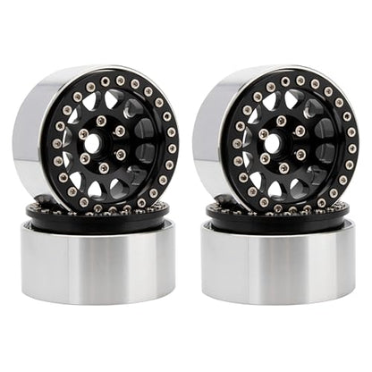 MEUS RACING 1.9 Beadlock Wheels Rims Deep-Dish Wheel for Axial SCX10 Traxxas TRX4 Vanquish VS4-10 Redcat Gen8 1/10 RC Crawler Upgrades (Style A, Black) - color: Style A, Black