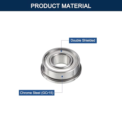 FR144ZZ Flanged Ball Bearing, ID 1/8" x OD 1/4" x Width 7/64" Miniature Bearings, Double Metal Shielded Deep Groove Bearings, Pre-Lubricated (GCr15) Chrome Steel 10pcs - size: FR144ZZ 1/8"x1/4"x7/64"