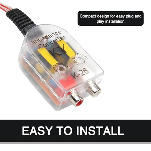 2-Channel Car Stereo Audio Speak Delay Signal Hi-Low Converter, Car Line Audio Output Converter, Portable Vehicle Impedance Signal Converter, Universal Car Inputs Accessories (Transparent)