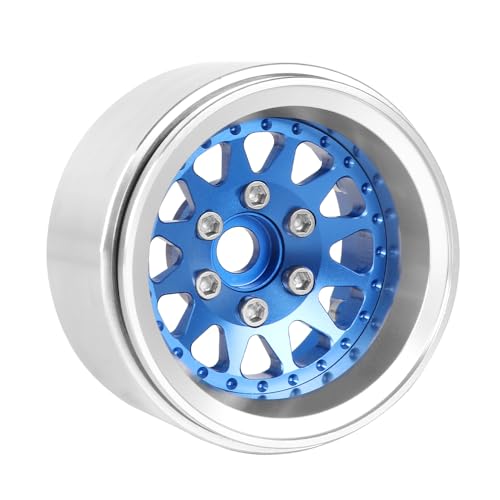 4PCS 1.9" Beadlock Wheel Rims Offset-10mm Aluminum Alloy Metal Wheel Hub for 1/10 RC Rock Crawler Car for Axial SCX10 TRX4 TRX6 D90 D110 Upgrade Accessories(12Holes-Blue) - color: 12holes-blue