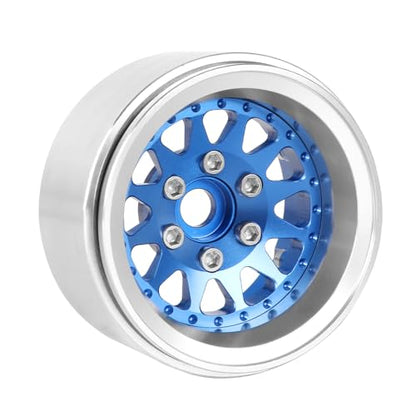 4PCS 1.9" Beadlock Wheel Rims Offset-10mm Aluminum Alloy Metal Wheel Hub for 1/10 RC Rock Crawler Car for Axial SCX10 TRX4 TRX6 D90 D110 Upgrade Accessories(12Holes-Blue) - color: 12holes-blue