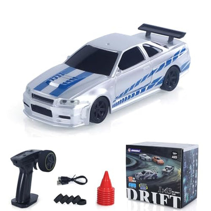 TOUCAN RC HOBBY 1/43 RC Racing Car R34 Radio Controlled High Speed Drift Vehicle 4WD RTR Mini Car 2.4G Radio Battery Gifts for for Ages 14+ - color: 4304a