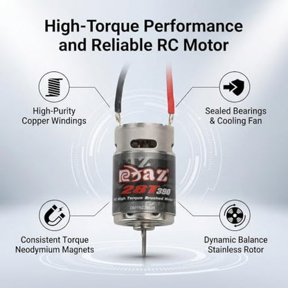 390 28T Brushed Motor,Stainless Steel High Torsion Low Noise Brushed Motor for 1/16 RC Car