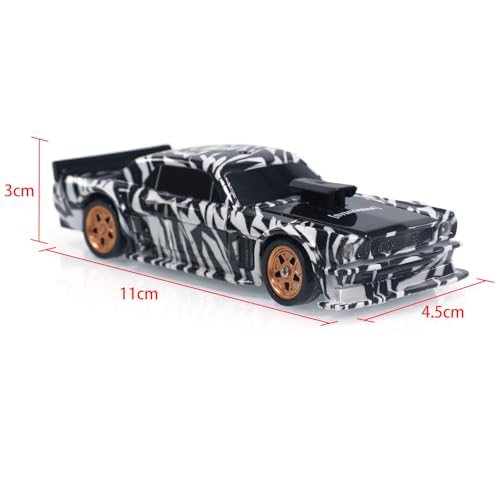 TOUCAN RC HOBBY 1:43 Ready to Run Race Car Gyro Drift Car 4WD Traffic Cones Mini Toy for Men(White Black) - color: White Black